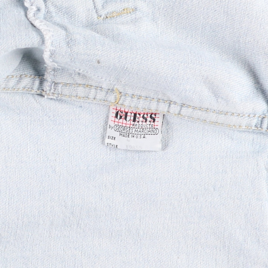 80s-90'S Guess GEORGES MARCIANO Denim Jacket, Made in USA, Men's Size L (approx.), Vintage cotton Blue type light blue Vintage Second Hand