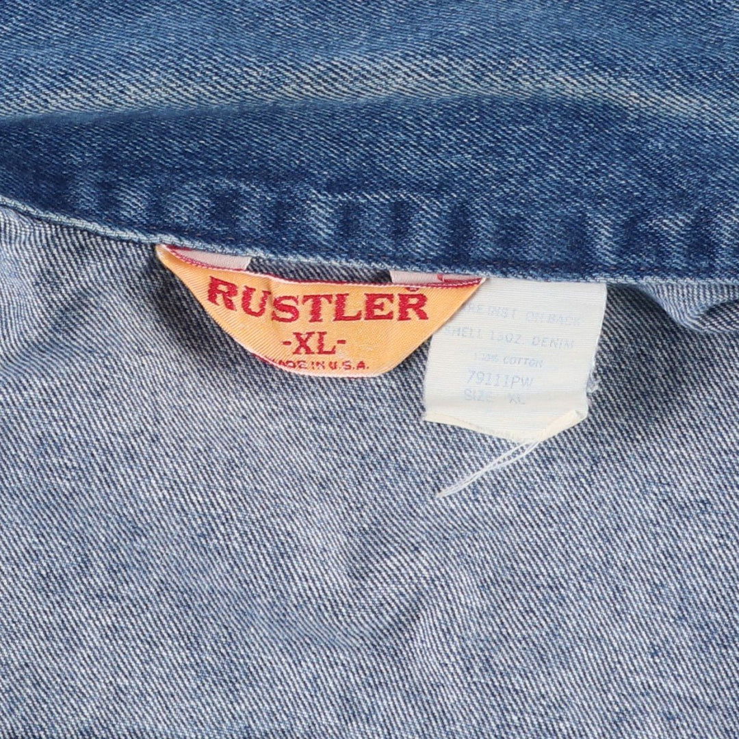Rustler denim jacket, made in USA, men's size XL. cotton blue type Vintage Second Hand