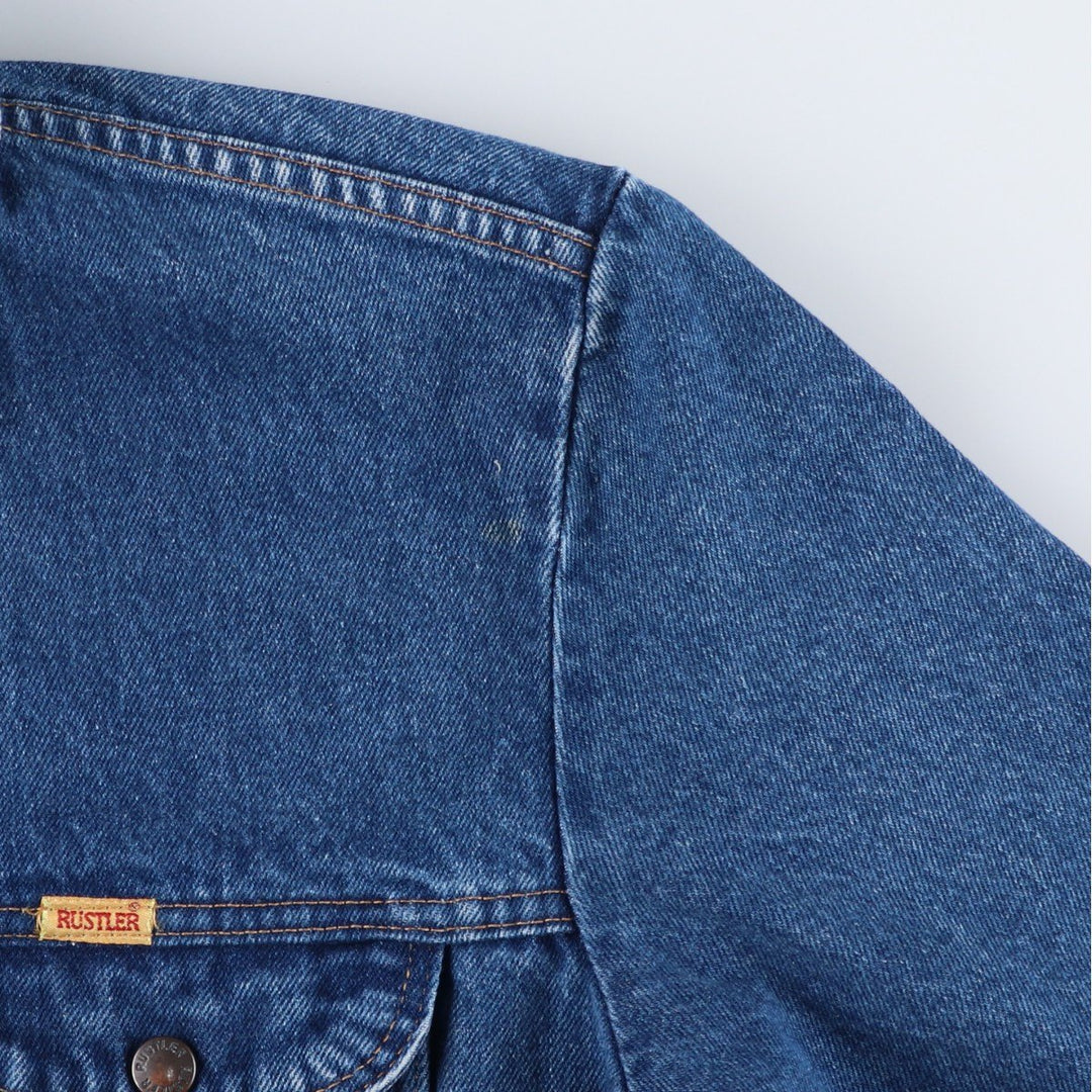 Rustler denim jacket, made in USA, men's size XL. cotton blue type Vintage Second Hand