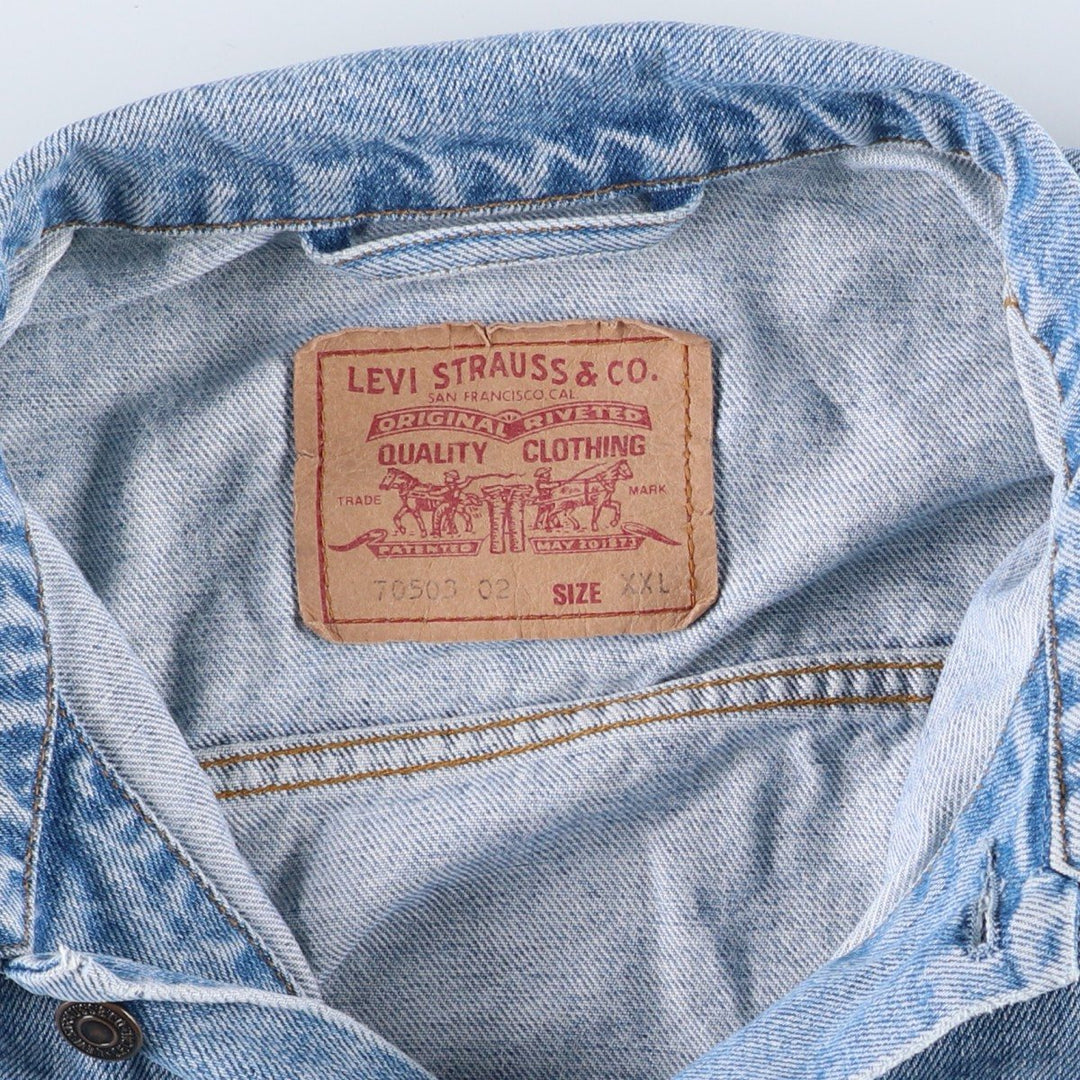 1990'S Levi's 70503-02 Euro Model Denim Jacket (G-Jean), Made in Spain, Men's XXL equivalent, Vintage. cotton Blue type light blue Vintage Second Hand