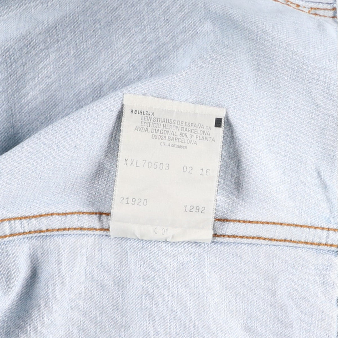 1990'S Levi's 70503 02 Euro Model Denim Jacket (G-Jean), Made in Spain, Men's XXL equivalent, Vintage. cotton Blue type light blue Vintage Second Hand
