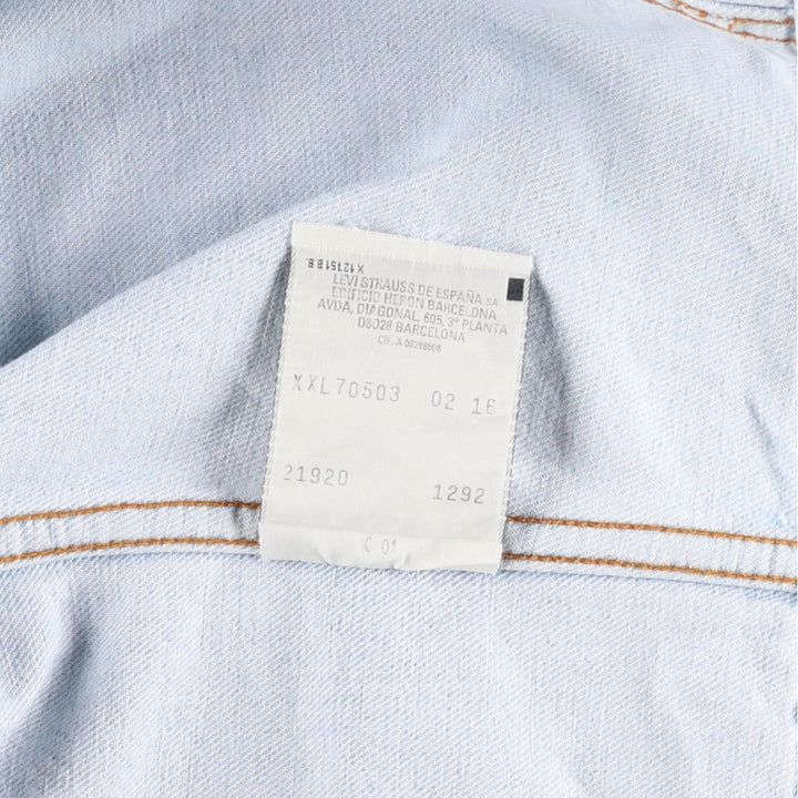 1990'S Levi's 70503 02 Euro Model Denim Jacket (G-Jean), Made in Spain, Men's XXL equivalent, Vintage. cotton Blue type light blue Vintage Second Hand