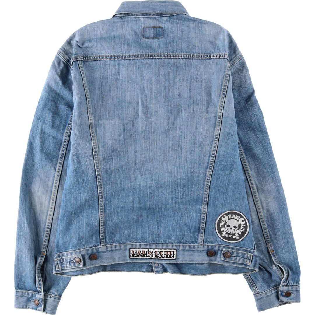 2000'S Levi's 70550-0439 Euro Model Skull Pattern Denim Jacket (Men's XL equivalent) cotton blue type Vintage Second Hand