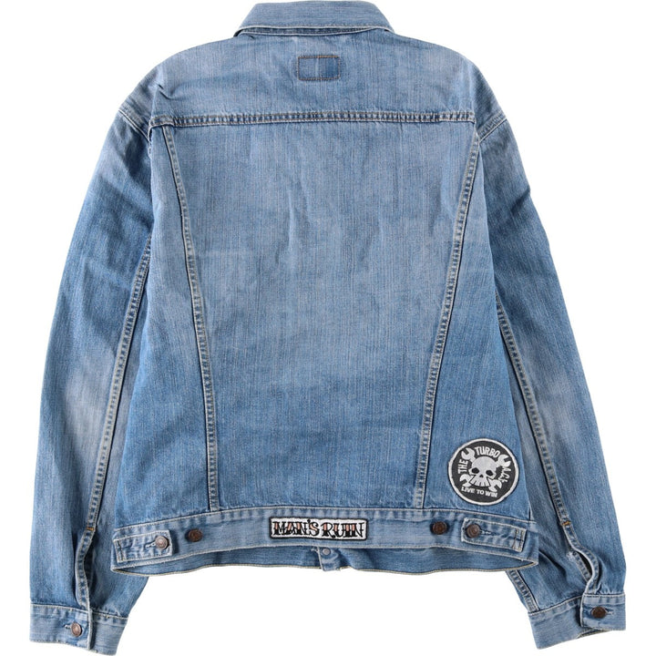 2000'S Levi's 70550-0439 Euro Model Skull Pattern Denim Jacket (Men's XL equivalent) cotton blue type Vintage Second Hand