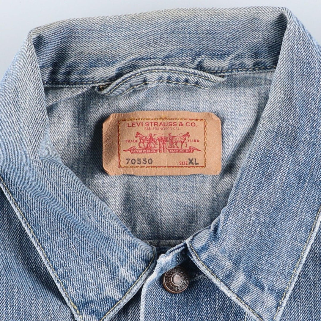 2000'S Levi's 70550-0439 Euro Model Skull Pattern Denim Jacket (Men's XL equivalent) cotton blue type Vintage Second Hand
