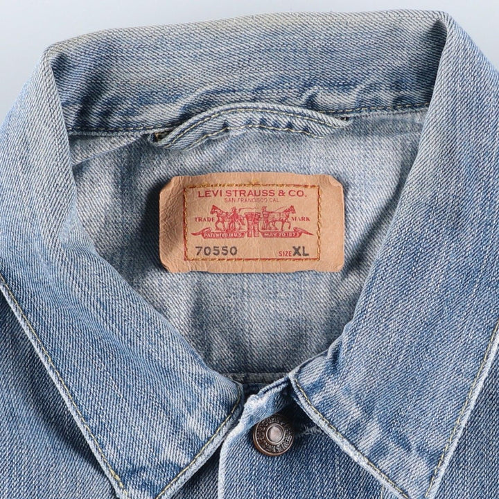 2000'S Levi's 70550-0439 Euro Model Skull Pattern Denim Jacket (Men's XL equivalent) cotton blue type Vintage Second Hand