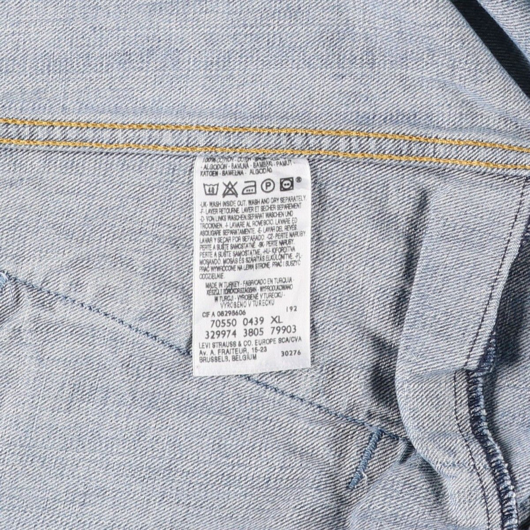 2000'S Levi's 70550-0439 Euro Model Skull Pattern Denim Jacket (Men's XL equivalent) cotton blue type Vintage Second Hand