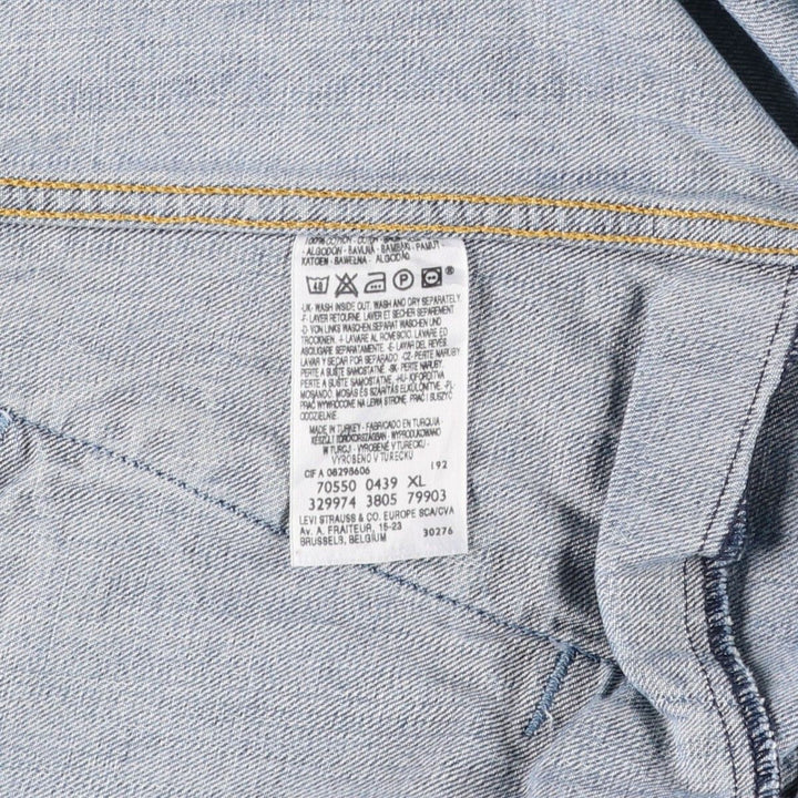 2000'S Levi's 70550-0439 Euro Model Skull Pattern Denim Jacket (Men's XL equivalent) cotton blue type Vintage Second Hand