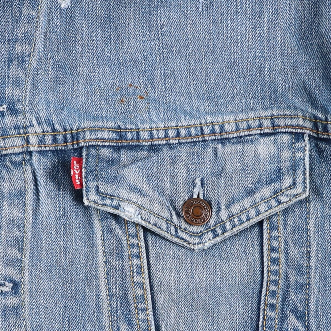 2000'S Levi's 70550-0439 Euro Model Skull Pattern Denim Jacket (Men's XL equivalent) cotton blue type Vintage Second Hand
