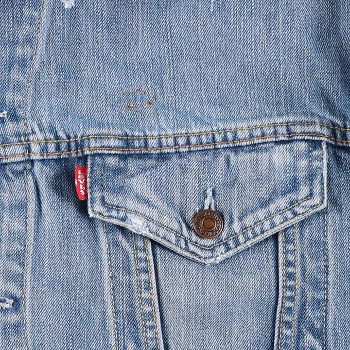 2000'S Levi's 70550-0439 Euro Model Skull Pattern Denim Jacket (Men's XL equivalent) cotton blue type Vintage Second Hand