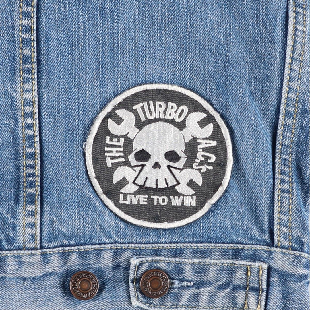 2000'S Levi's 70550-0439 Euro Model Skull Pattern Denim Jacket (Men's XL equivalent) cotton blue type Vintage Second Hand
