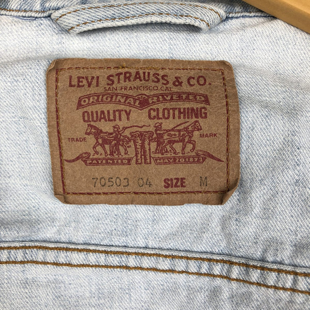 1990'S Levi's 70503-0413 Euro Model Denim Jacket (G-Jean), Made in Italy, Men's Size M (Equivalent), Vintage cotton blue type Vintage Second Hand