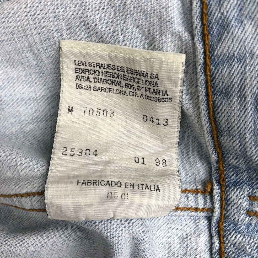 1990'S Levi's 70503-0413 Euro Model Denim Jacket (G-Jean), Made in Italy, Men's Size M (Equivalent), Vintage cotton blue type Vintage Second Hand