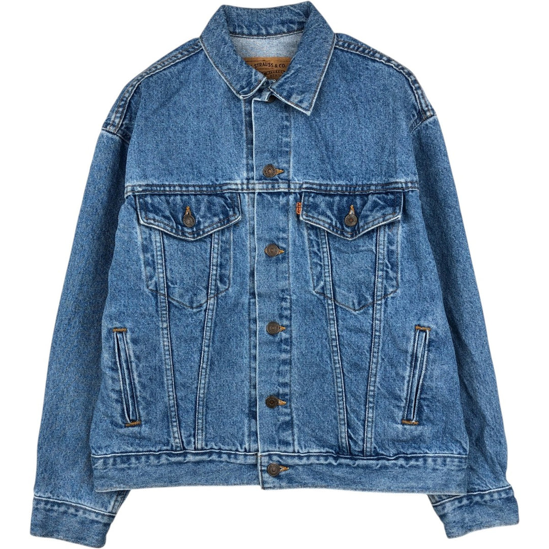 1990'S Levi's 57510-0214 Orange Tab Denim Jacket, Made in USA, Men's Size S (Equivalent), Vintage cotton blue type Vintage Second Hand