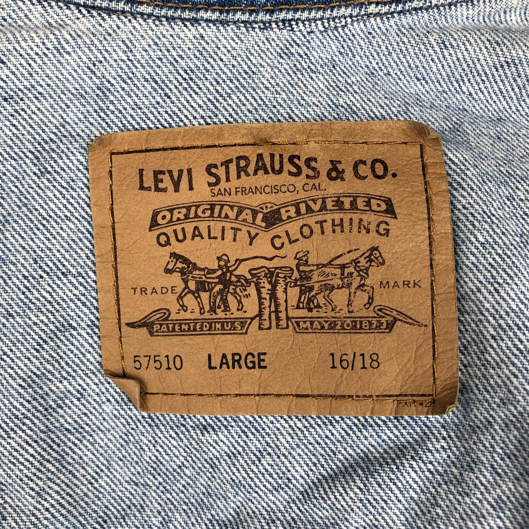 1990'S Levi's 57510-0214 Orange Tab Denim Jacket, Made in USA, Men's Size S (Equivalent), Vintage cotton blue type Vintage Second Hand