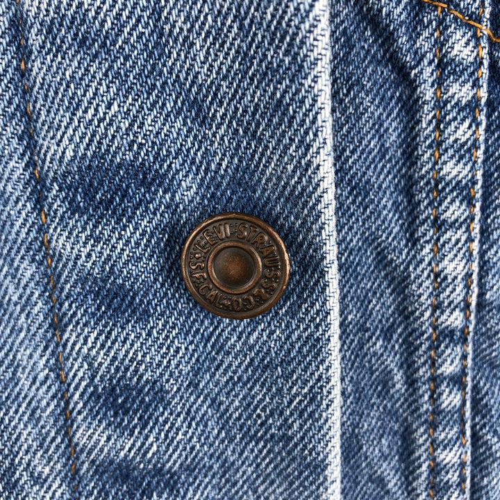 1990'S Levi's 57510-0214 Orange Tab Denim Jacket, Made in USA, Men's Size S (Equivalent), Vintage cotton blue type Vintage Second Hand