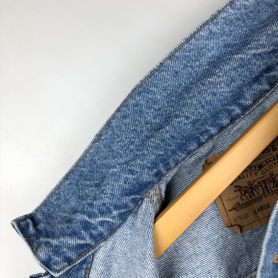 1990'S Levi's 57510-0214 Orange Tab Denim Jacket, Made in USA, Men's Size S (Equivalent), Vintage cotton blue type Vintage Second Hand
