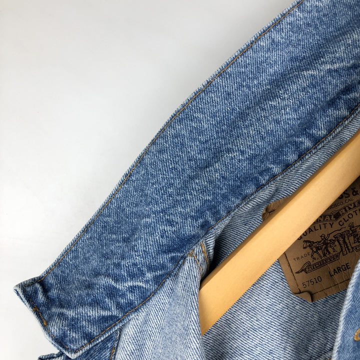 1990'S Levi's 57510-0214 Orange Tab Denim Jacket, Made in USA, Men's Size S (Equivalent), Vintage cotton blue type Vintage Second Hand