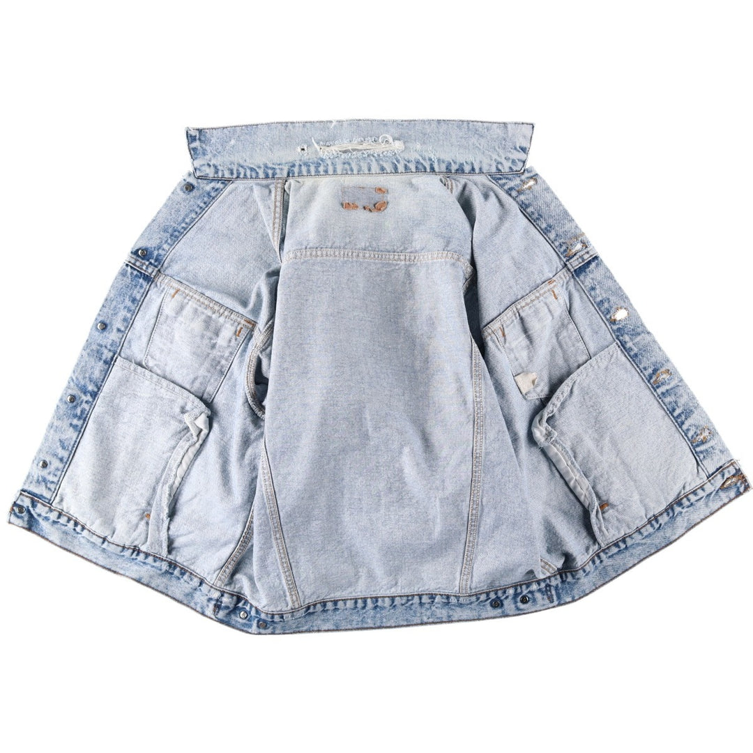 ~90'S Levi's 70507-0219 Chemical Wash Denim Jacket, Made in USA, Men's Size L (Equivalent), Vintage unclear blue type Vintage Second Hand