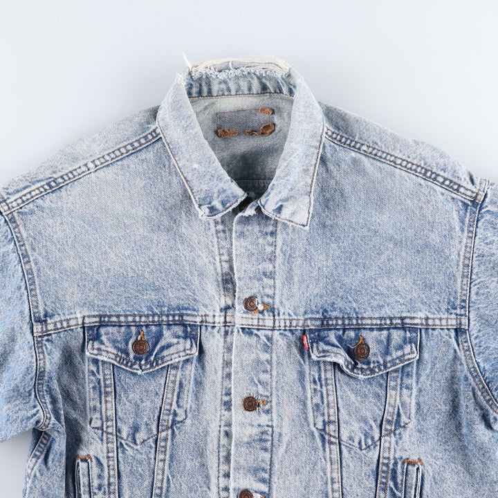 ~90'S Levi's 70507-0219 Chemical Wash Denim Jacket, Made in USA, Men's Size L (Equivalent), Vintage unclear blue type Vintage Second Hand