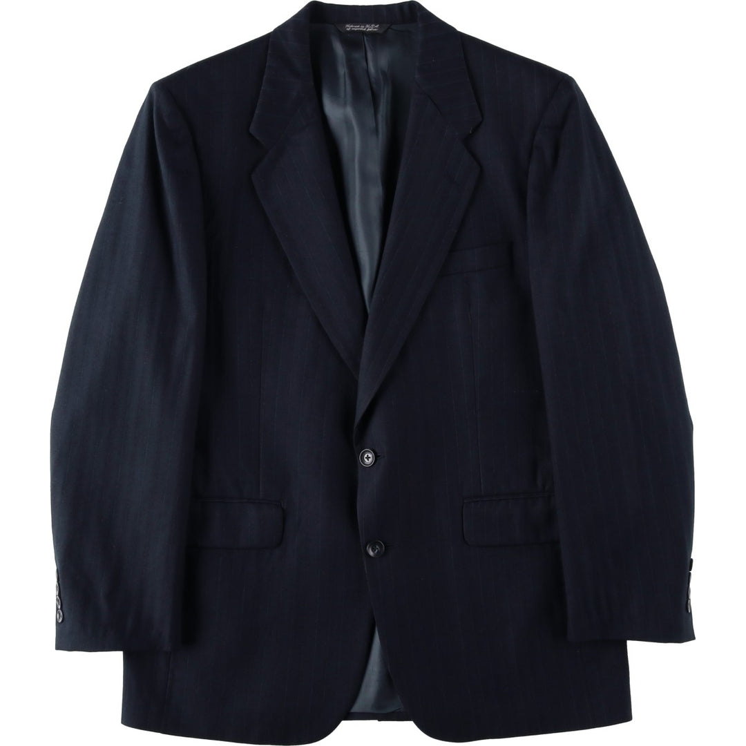 Royal Guild Stripe Pattern Wool Tailored Jacket, Men's Size L (approx.) wool navy blue type Vintage Second Hand