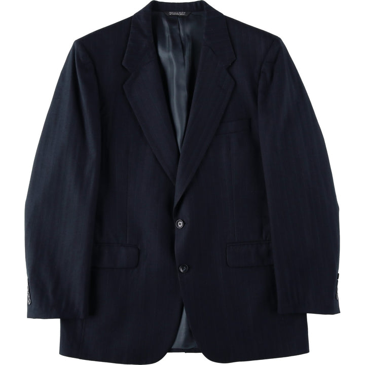 Royal Guild Stripe Pattern Wool Tailored Jacket, Men's Size L (approx.) wool navy blue type Vintage Second Hand
