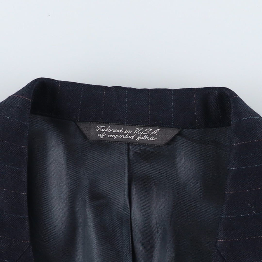 Royal Guild Stripe Pattern Wool Tailored Jacket, Men's Size L (approx.) wool navy blue type Vintage Second Hand