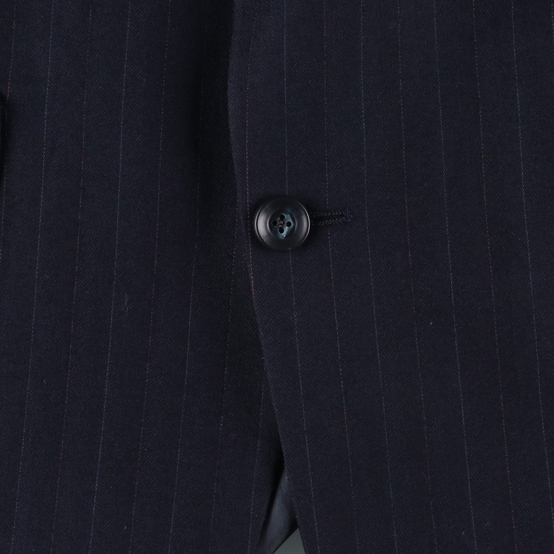 Royal Guild Stripe Pattern Wool Tailored Jacket, Men's Size L (approx.) wool navy blue type Vintage Second Hand