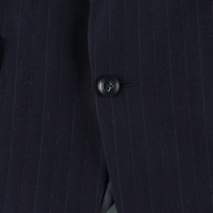 Royal Guild Stripe Pattern Wool Tailored Jacket, Men's Size L (approx.) wool navy blue type Vintage Second Hand
