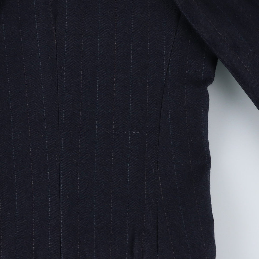Royal Guild Stripe Pattern Wool Tailored Jacket, Men's Size L (approx.) wool navy blue type Vintage Second Hand