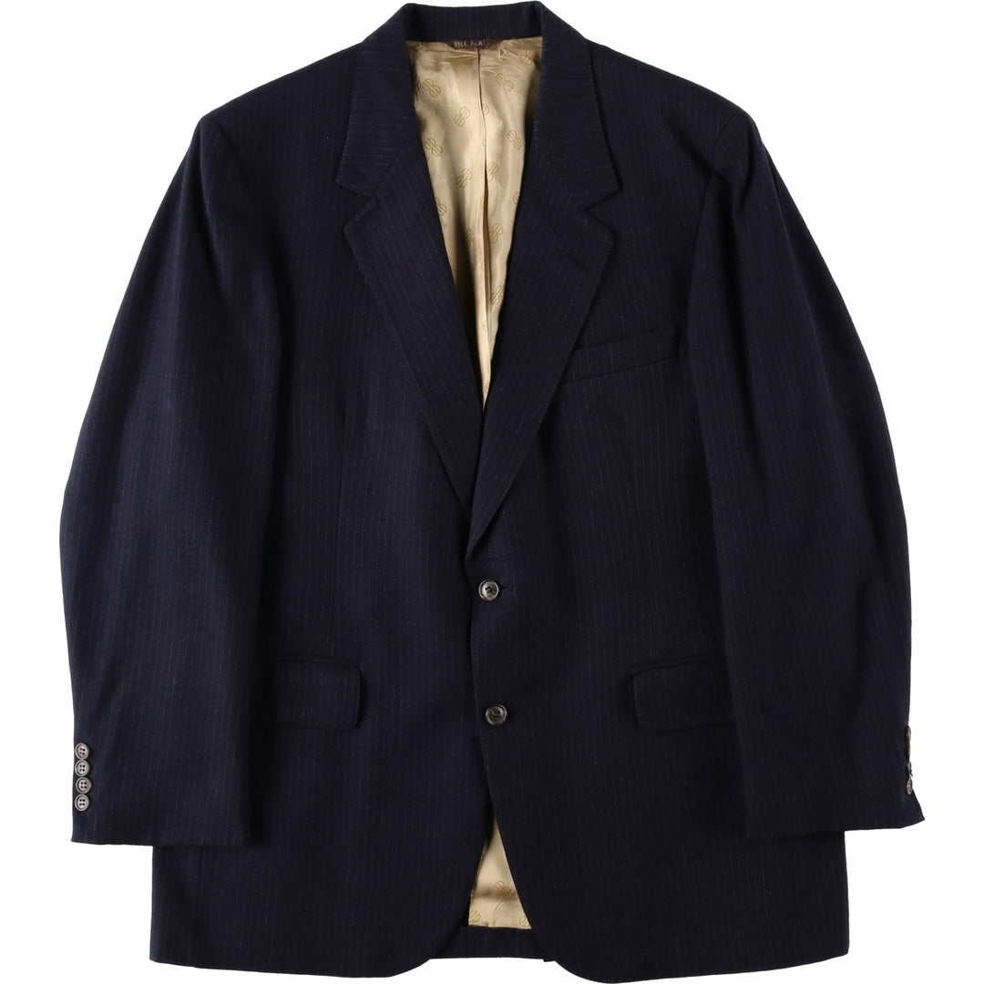 Bill Blass Stripe Pattern Wool Tailored Jacket, Men's Size M (approx.) wool navy blue type Vintage Second Hand