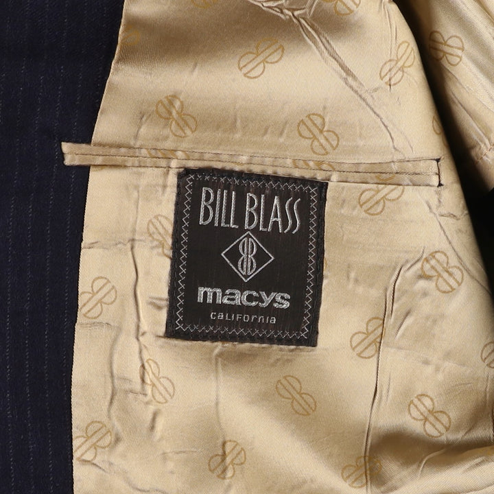 Bill Blass Stripe Pattern Wool Tailored Jacket, Men's Size M (approx.) wool navy blue type Vintage Second Hand