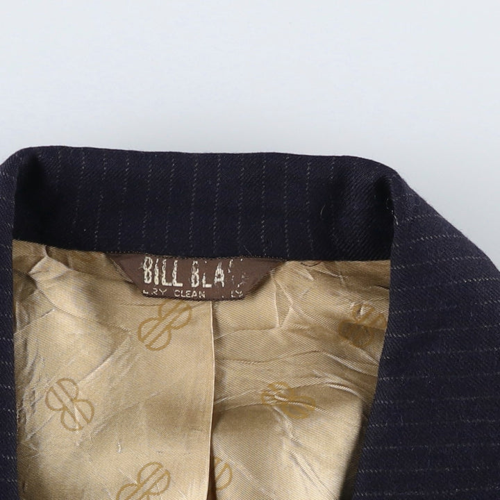 Bill Blass Stripe Pattern Wool Tailored Jacket, Men's Size M (approx.) wool navy blue type Vintage Second Hand