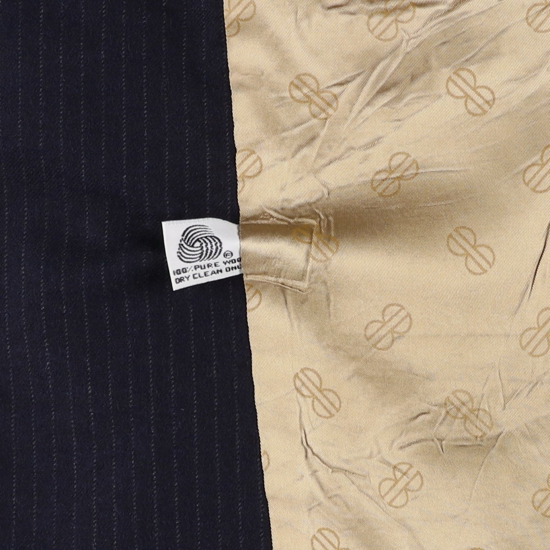 Bill Blass Stripe Pattern Wool Tailored Jacket, Men's Size M (approx.) wool navy blue type Vintage Second Hand