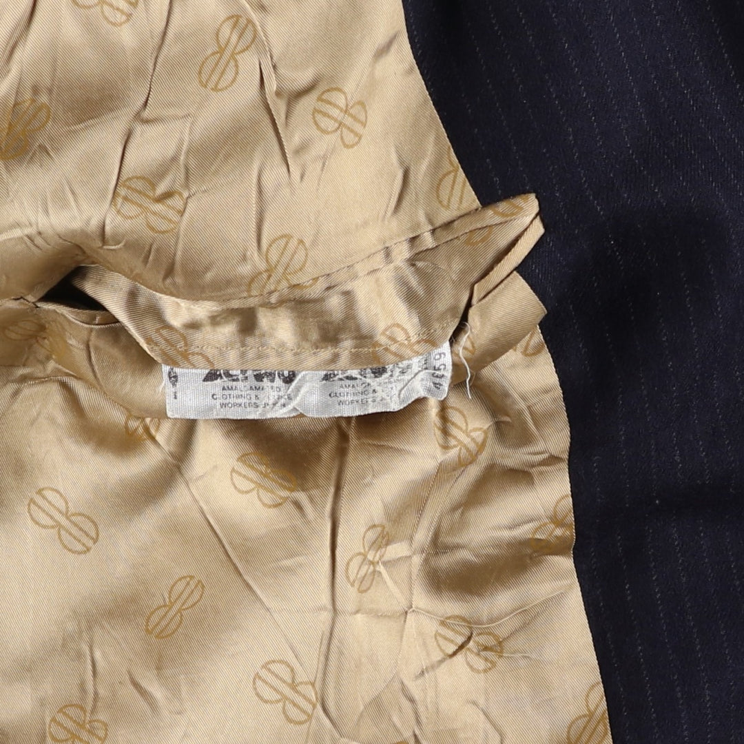Bill Blass Stripe Pattern Wool Tailored Jacket, Men's Size M (approx.) wool navy blue type Vintage Second Hand