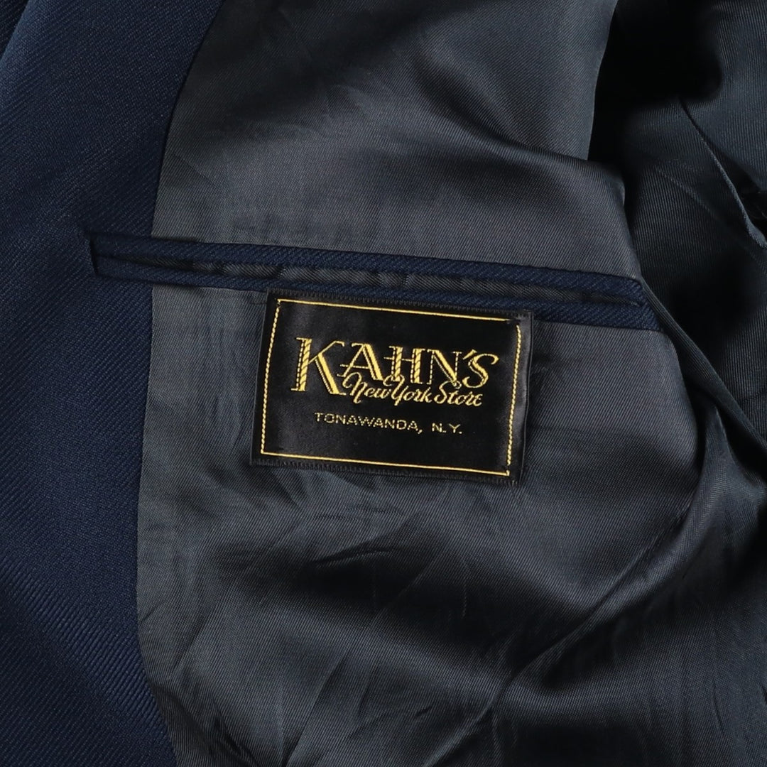 Kahn's Navy Blazer Tailored Jacket, Made in USA, Men's Size L (approx.) unclear navy blue type Vintage Second Hand