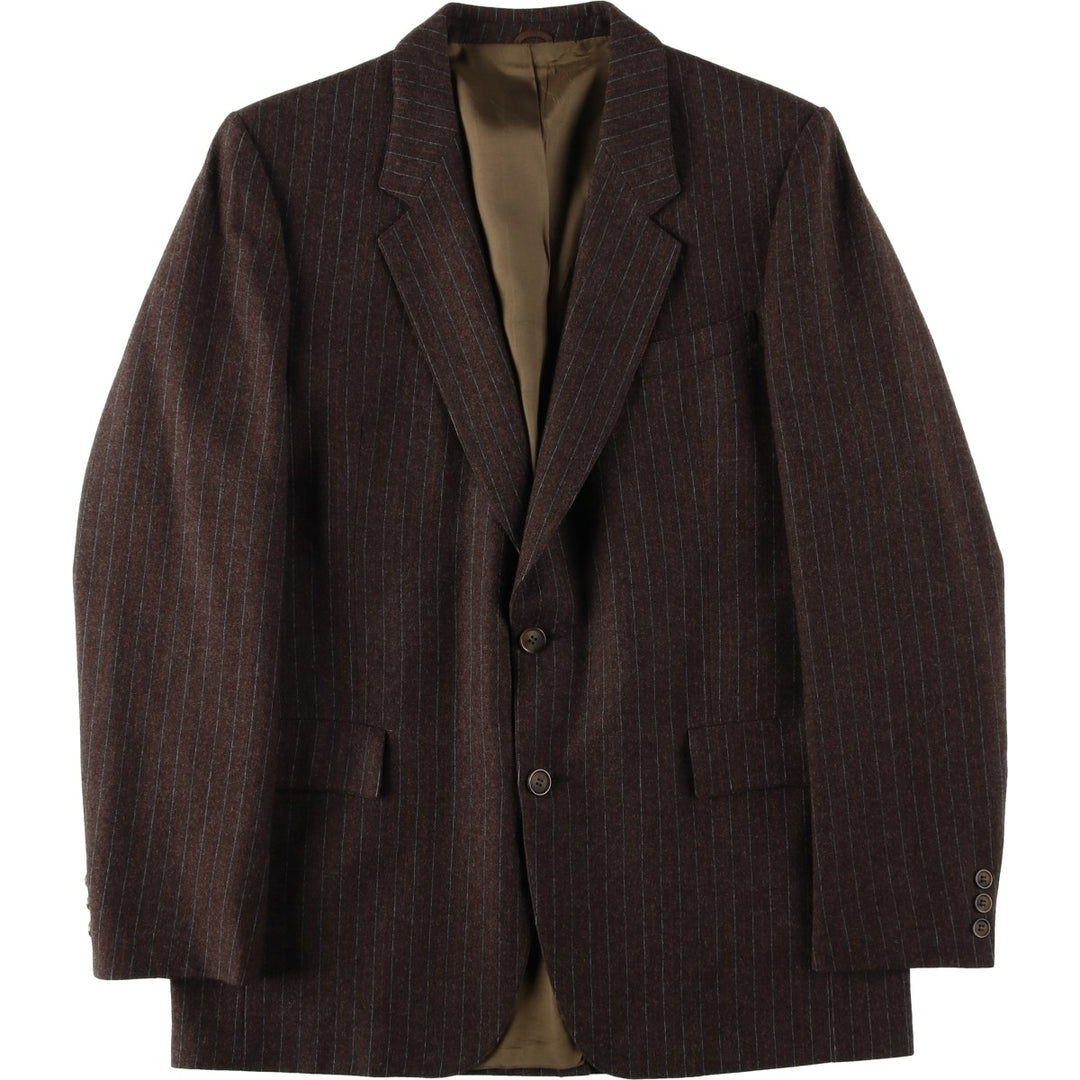 Tip Top Henley Stripe Pattern Wool Tailored Jacket (Men's Size M) wool brown type Vintage Second Hand