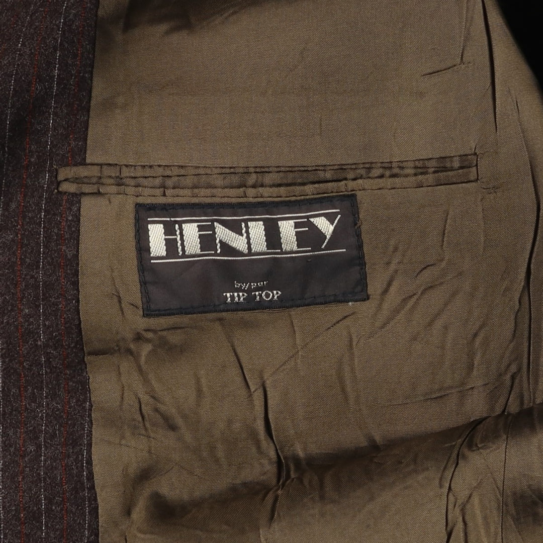 Tip Top Henley Stripe Pattern Wool Tailored Jacket (Men's Size M) wool brown type Vintage Second Hand