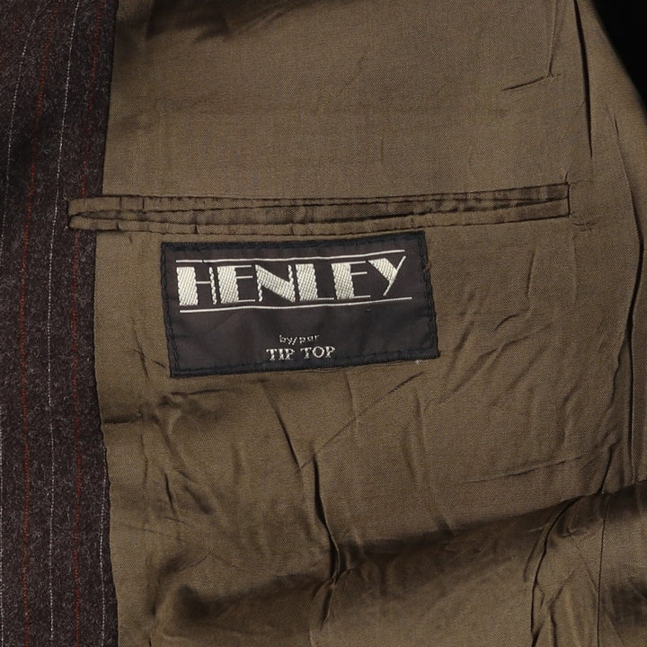 Tip Top Henley Stripe Pattern Wool Tailored Jacket (Men's Size M) wool brown type Vintage Second Hand