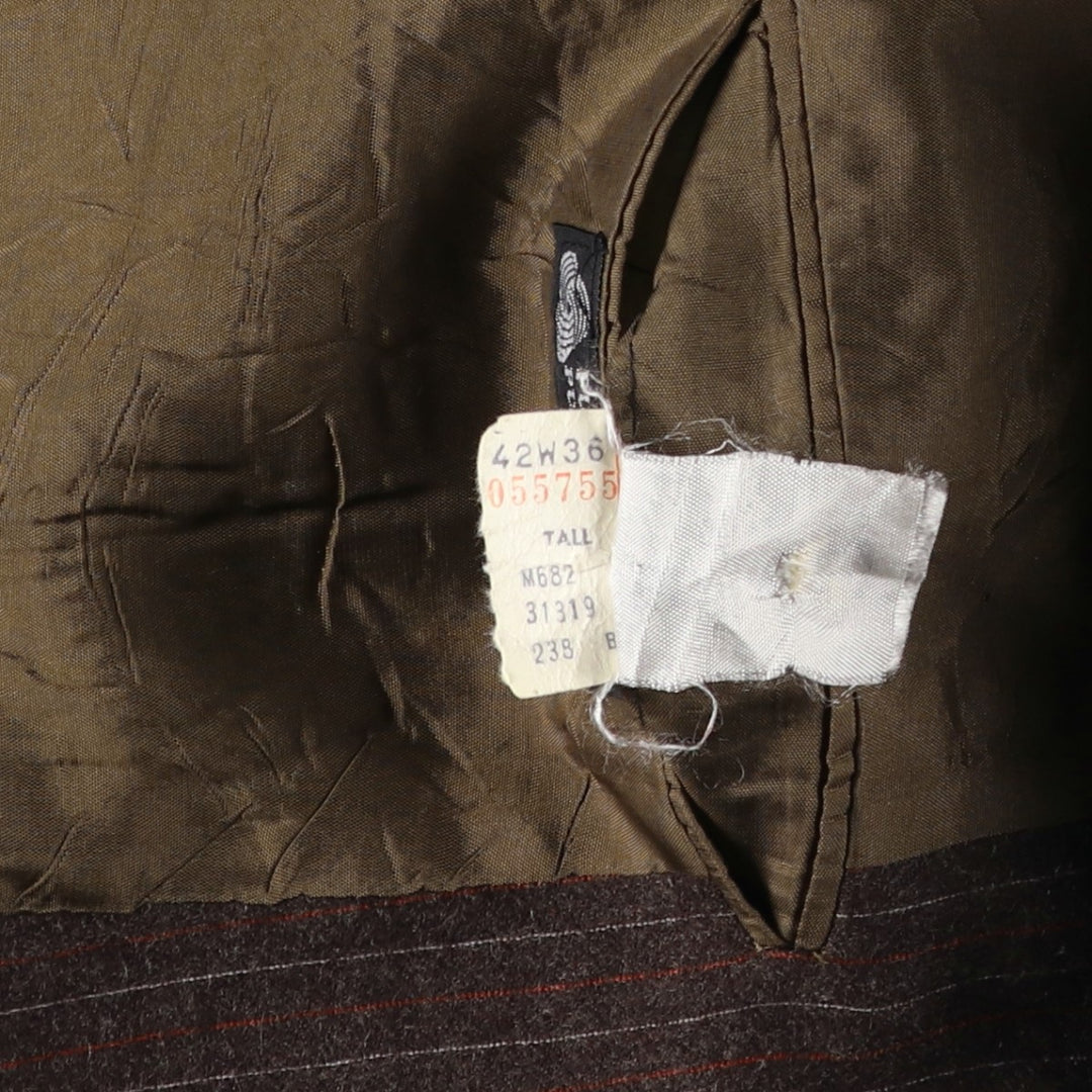 Tip Top Henley Stripe Pattern Wool Tailored Jacket (Men's Size M) wool brown type Vintage Second Hand
