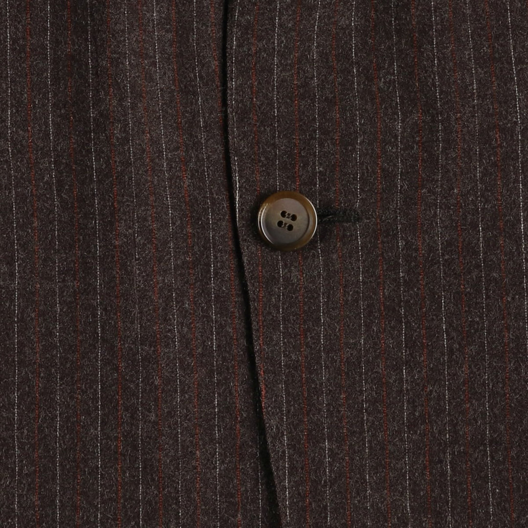 Tip Top Henley Stripe Pattern Wool Tailored Jacket (Men's Size M) wool brown type Vintage Second Hand