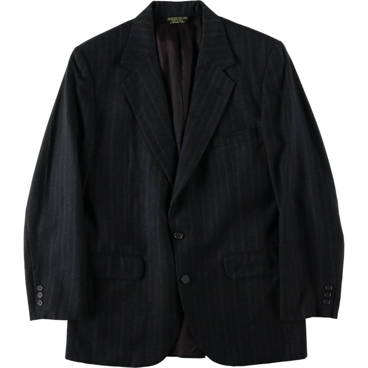 FREDERICK CLOTHIERS Stripe Pattern Wool Tailored Jacket, Made in USA, Men's Size S (approx.) wool Charcoal Vintage Second Hand