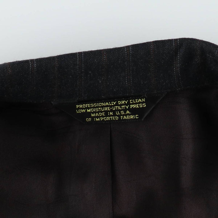 FREDERICK CLOTHIERS Stripe Pattern Wool Tailored Jacket, Made in USA, Men's Size S (approx.) wool Charcoal Vintage Second Hand