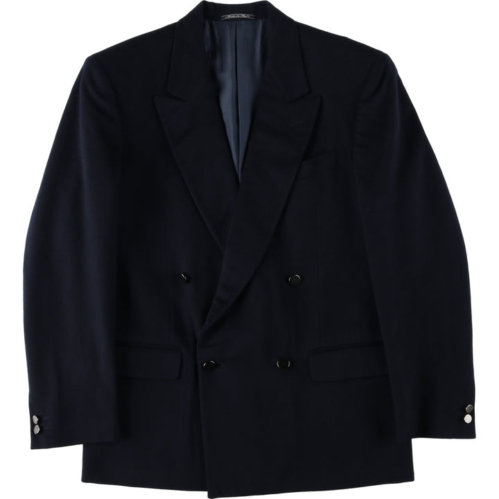 Lucad Altieri Double-breasted Peaked Lapel Wool Tailored Jacket, Made in Italy, Men's Size M (approx.) wool navy blue type Vintage Second Hand