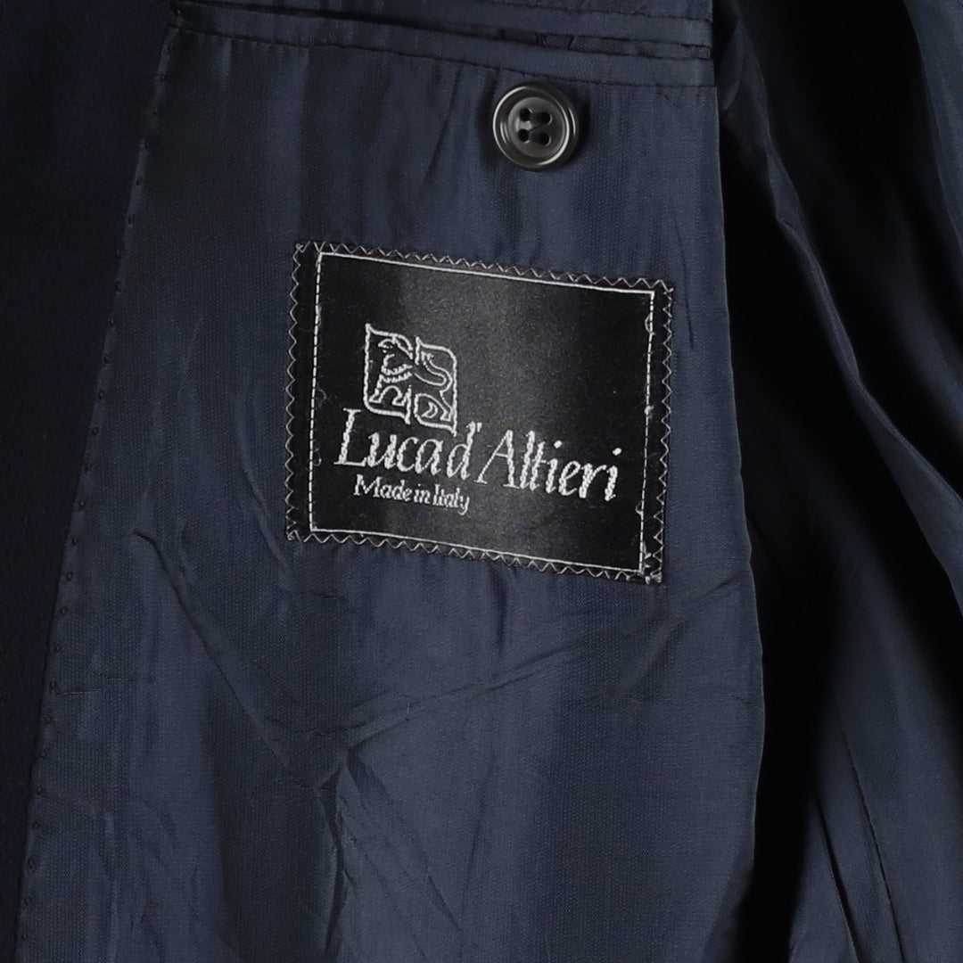 Lucad Altieri Double-breasted Peaked Lapel Wool Tailored Jacket, Made in Italy, Men's Size M (approx.) wool navy blue type Vintage Second Hand