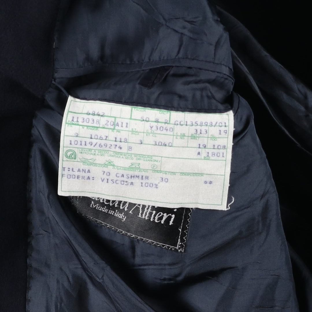Lucad Altieri Double-breasted Peaked Lapel Wool Tailored Jacket, Made in Italy, Men's Size M (approx.) wool navy blue type Vintage Second Hand