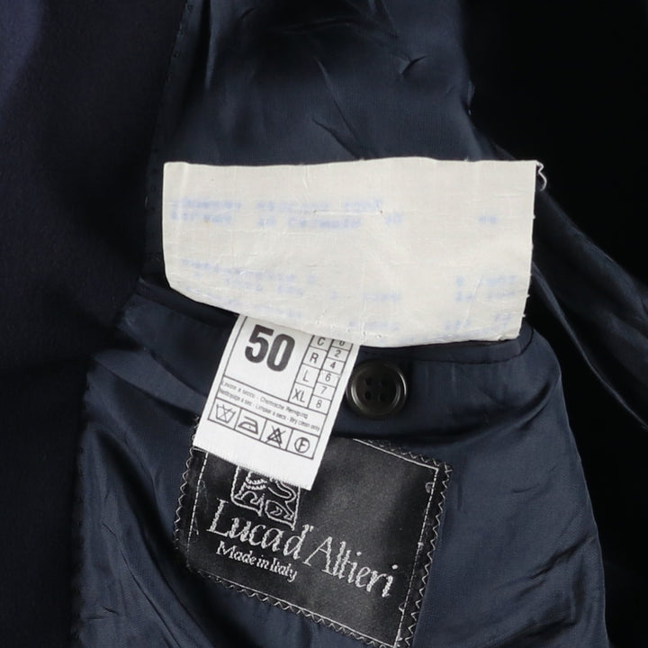 Lucad Altieri Double-breasted Peaked Lapel Wool Tailored Jacket, Made in Italy, Men's Size M (approx.) wool navy blue type Vintage Second Hand
