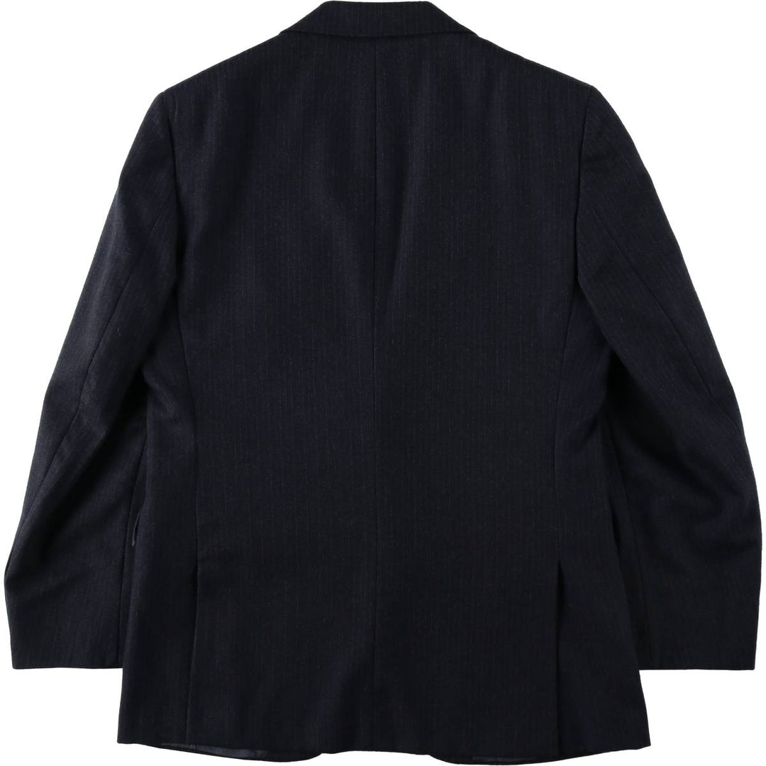 HARDY AMIES Stripe Pattern Navy Blazer Tailored Jacket (Men's Size M) wool navy blue type Vintage Second Hand