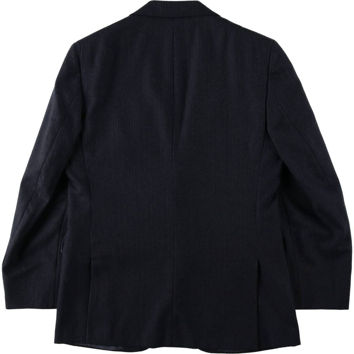 HARDY AMIES Stripe Pattern Navy Blazer Tailored Jacket (Men's Size M) wool navy blue type Vintage Second Hand