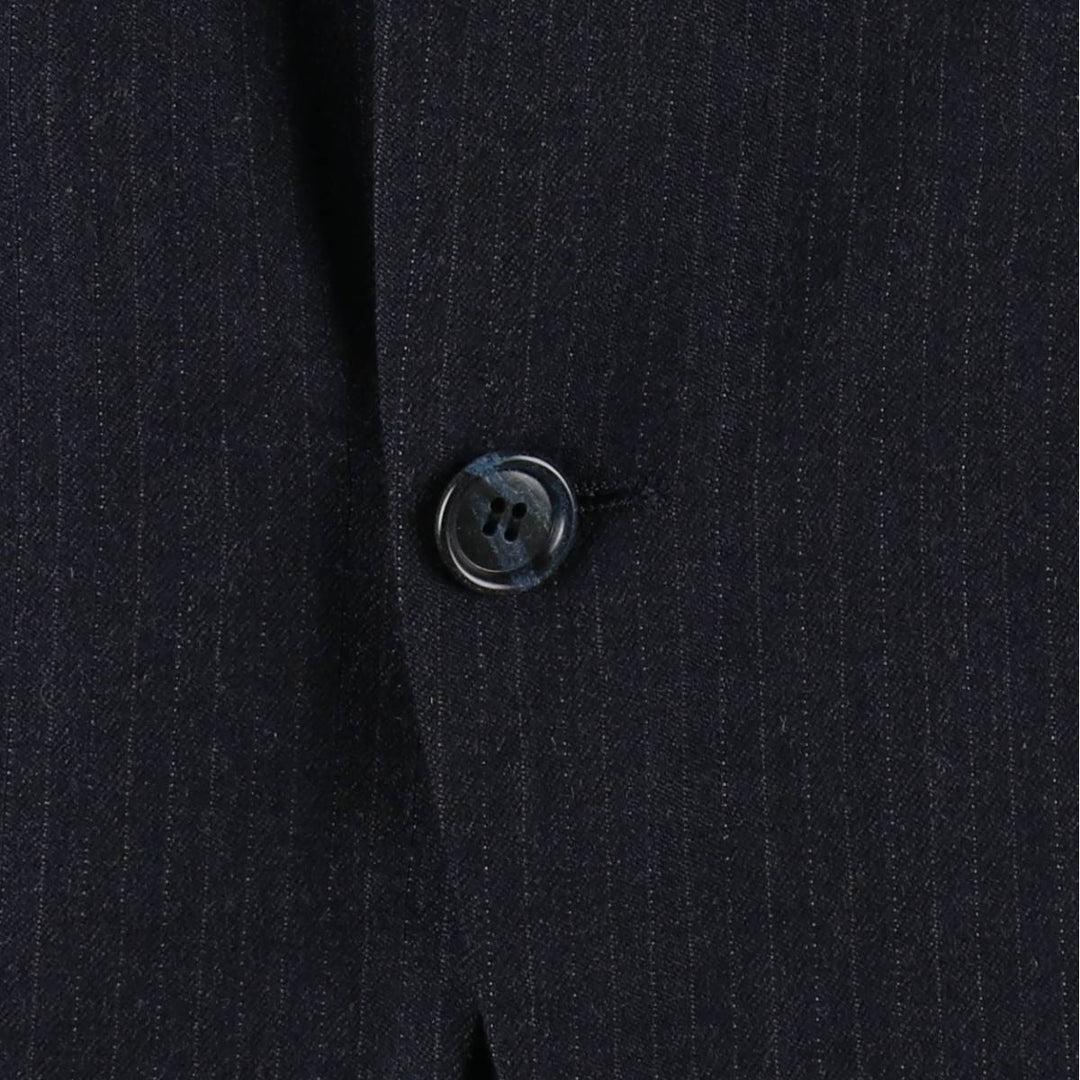HARDY AMIES Stripe Pattern Navy Blazer Tailored Jacket (Men's Size M) wool navy blue type Vintage Second Hand